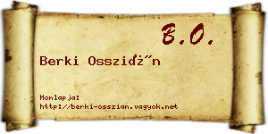 Berki Osszián névjegykártya